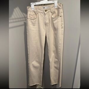 Zara cream high rise jeans